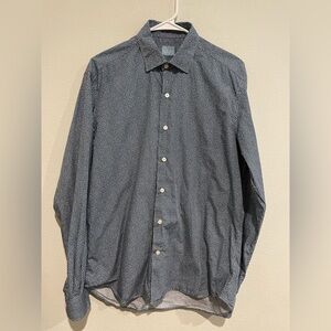 Men’s Culturata blue ditzy print button down. Contemporary fit Size L